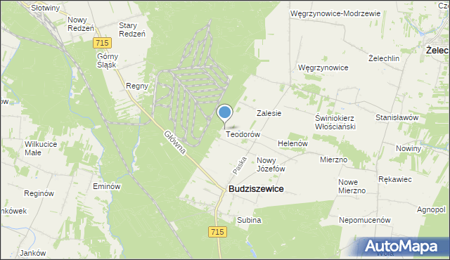 mapa Teodorów, Teodorów gmina Budziszewice na mapie Targeo