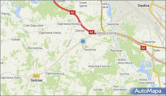 mapa Teodorów, Teodorów gmina Skórzec na mapie Targeo