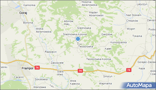 mapa Teodorówka, Teodorówka gmina Frampol na mapie Targeo