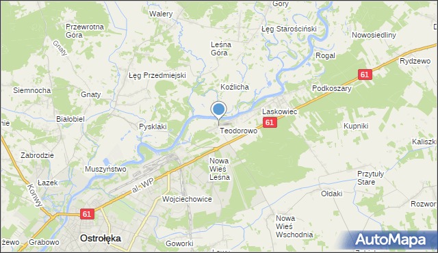 mapa Teodorowo, Teodorowo gmina Rzekuń na mapie Targeo