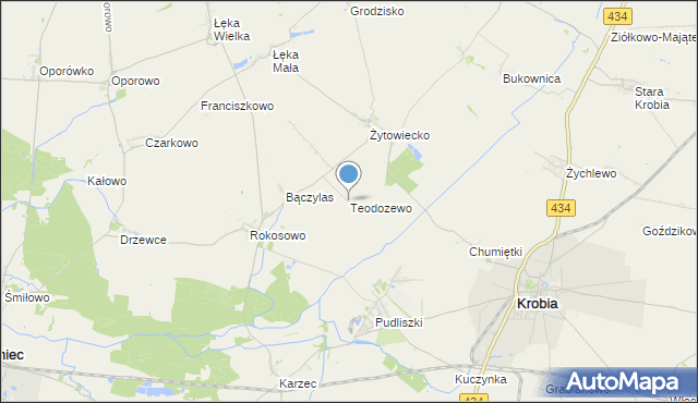 mapa Teodozewo, Teodozewo na mapie Targeo