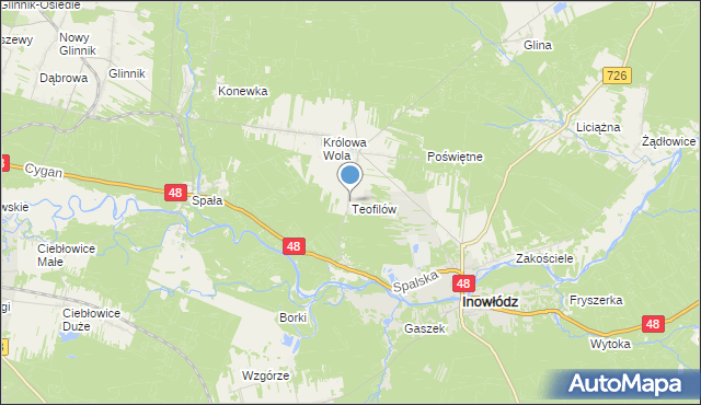 mapa Teofilów, Teofilów gmina Inowłódz na mapie Targeo