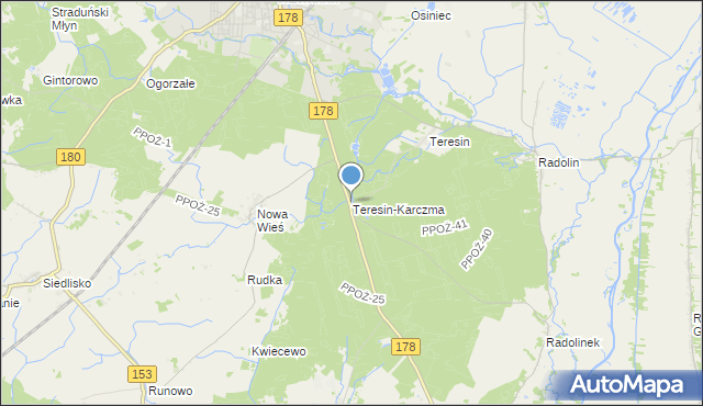 mapa Teresin-Karczma, Teresin-Karczma na mapie Targeo