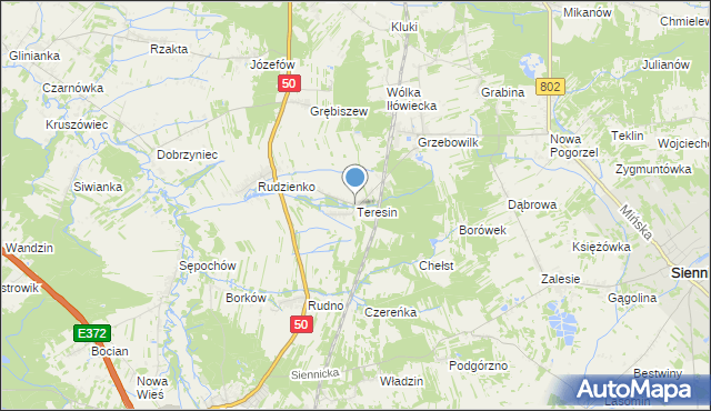 mapa Teresin, Teresin gmina Kołbiel na mapie Targeo