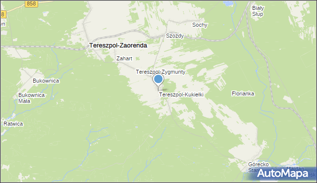 mapa Tereszpol-Kukiełki, Tereszpol-Kukiełki na mapie Targeo