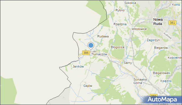 mapa Tłumaczów, Tłumaczów na mapie Targeo