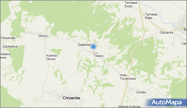 mapa Tokary, Tokary gmina Turobin na mapie Targeo
