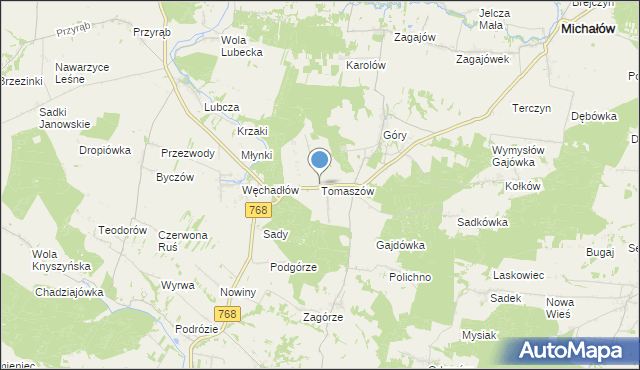 mapa Tomaszów, Tomaszów gmina Michałów na mapie Targeo