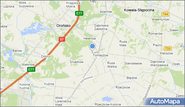 mapa Tomaszów, Tomaszów gmina Orońsko na mapie Targeo