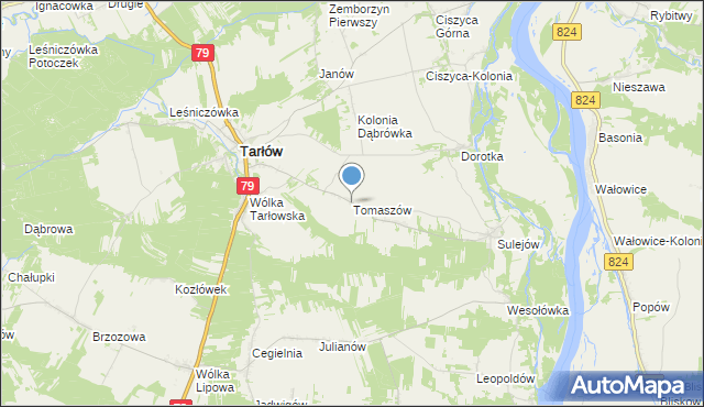 mapa Tomaszów, Tomaszów gmina Tarłów na mapie Targeo