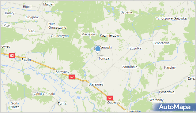 mapa Tończa, Tończa gmina Liw na mapie Targeo
