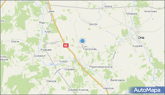 mapa Topczykały, Topczykały na mapie Targeo