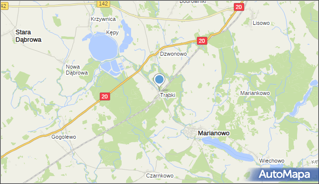 mapa Trąbki, Trąbki gmina Marianowo na mapie Targeo