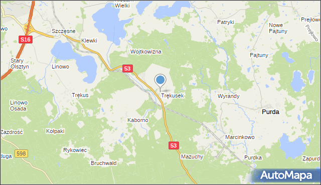 mapa Trękusek, Trękusek na mapie Targeo