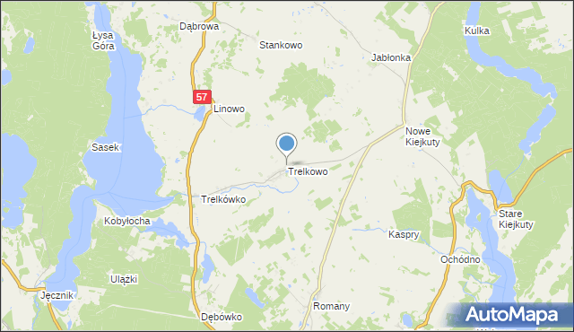 mapa Trelkowo, Trelkowo na mapie Targeo
