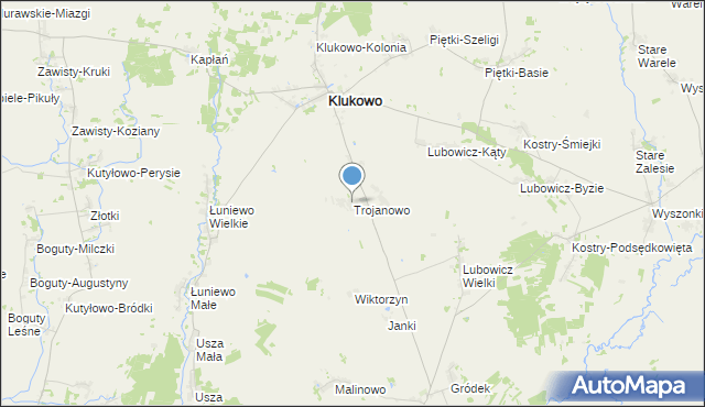 mapa Trojanowo, Trojanowo gmina Klukowo na mapie Targeo