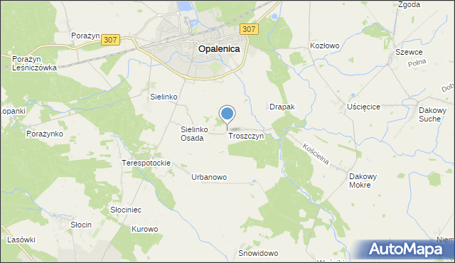mapa Troszczyn, Troszczyn gmina Opalenica na mapie Targeo