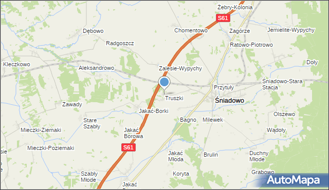 mapa Truszki, Truszki gmina Śniadowo na mapie Targeo