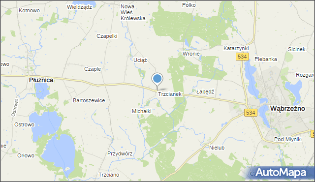 mapa Trzcianek, Trzcianek na mapie Targeo