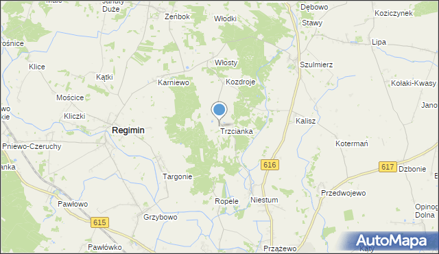 mapa Trzcianka, Trzcianka gmina Regimin na mapie Targeo