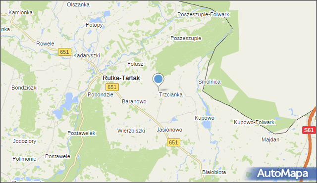 mapa Trzcianka, Trzcianka gmina Rutka-Tartak na mapie Targeo