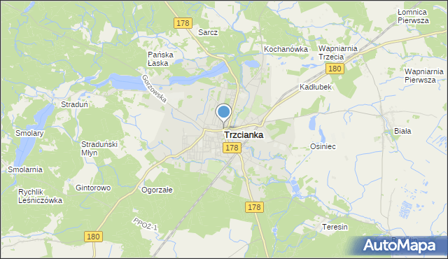 mapa Trzcianka, Trzcianka powiat czarnkowsko-trzcianecki na mapie Targeo