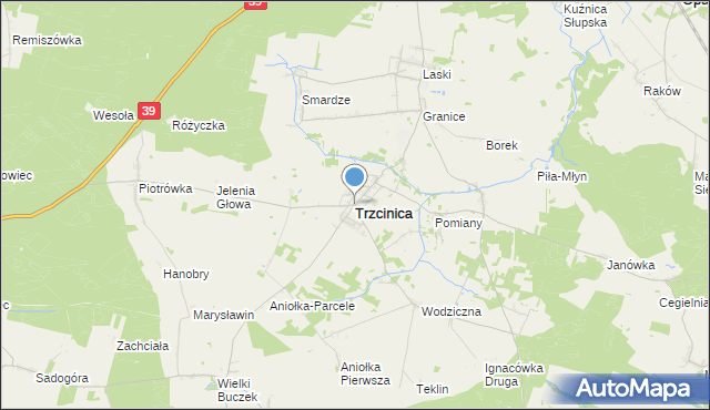 mapa Trzcinica, Trzcinica powiat kępiński na mapie Targeo