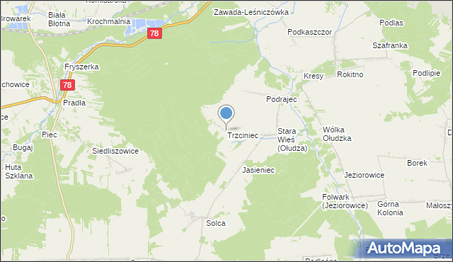 mapa Trzciniec, Trzciniec gmina Kroczyce na mapie Targeo