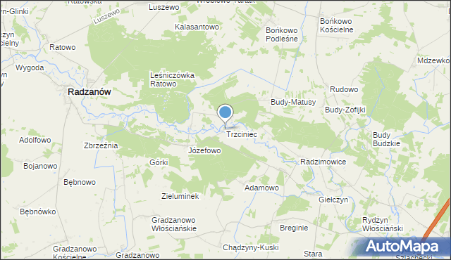 mapa Trzciniec, Trzciniec gmina Radzanów na mapie Targeo