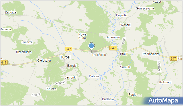 mapa Trzcińskie, Trzcińskie na mapie Targeo