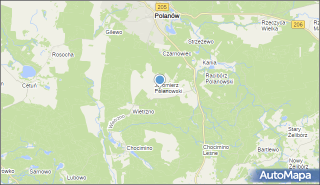 mapa Trzebaw, Trzebaw gmina Polanów na mapie Targeo