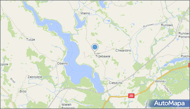 mapa Trzebawie, Trzebawie na mapie Targeo