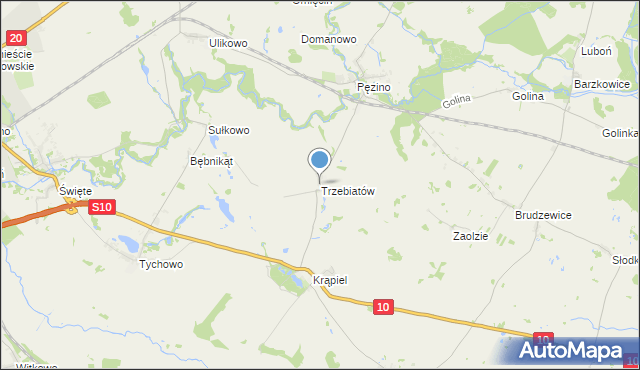 mapa Trzebiatów, Trzebiatów gmina Stargard na mapie Targeo