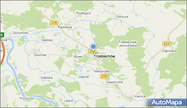 mapa Trzebiechów, Trzebiechów powiat zielonogórski na mapie Targeo