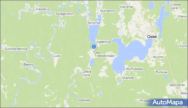 mapa Trzebiechowo, Trzebiechowo gmina Osiek na mapie Targeo