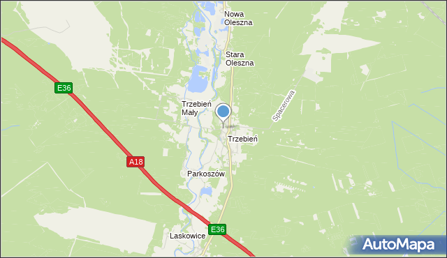 mapa Trzebień, Trzebień gmina Bolesławiec na mapie Targeo