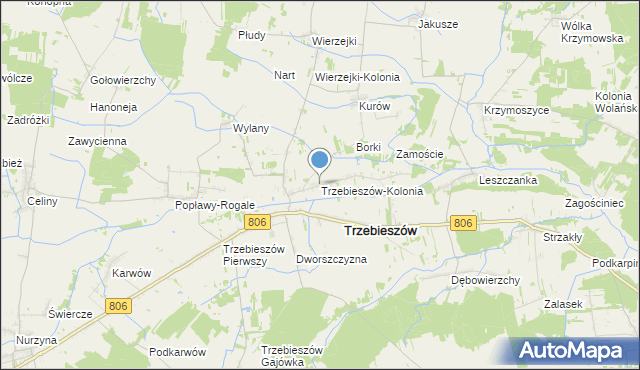 mapa Trzebieszów-Kolonia, Trzebieszów-Kolonia na mapie Targeo