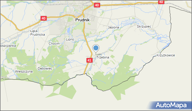 mapa Trzebina, Trzebina gmina Lubrza na mapie Targeo