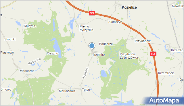 mapa Trzebórz, Trzebórz na mapie Targeo