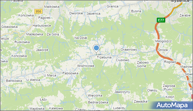 mapa Trzebunia, Trzebunia na mapie Targeo