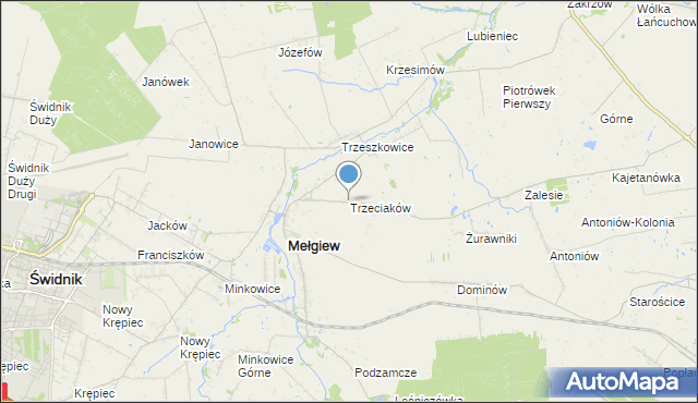 mapa Trzeciaków, Trzeciaków na mapie Targeo