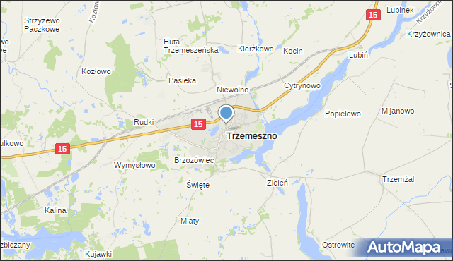 mapa Trzemeszno, Trzemeszno powiat gnieźnieński na mapie Targeo