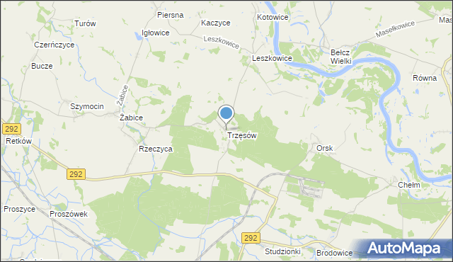 mapa Trzęsów, Trzęsów gmina Grębocice na mapie Targeo