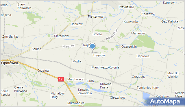 mapa Trzęsów, Trzęsów gmina Szczytniki na mapie Targeo