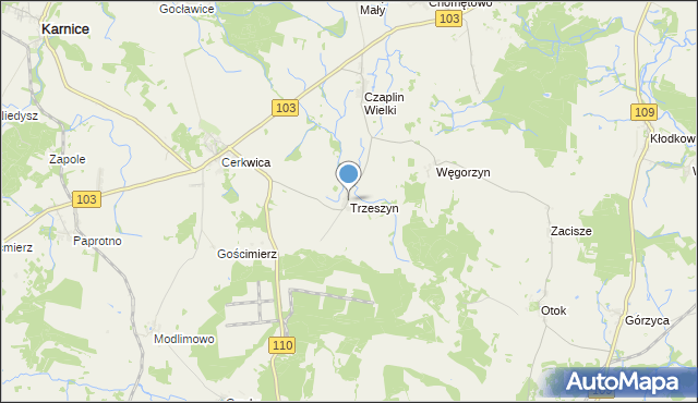 mapa Trzeszyn, Trzeszyn na mapie Targeo