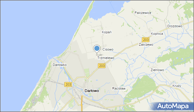 mapa Trzmielewo, Trzmielewo gmina Darłowo na mapie Targeo