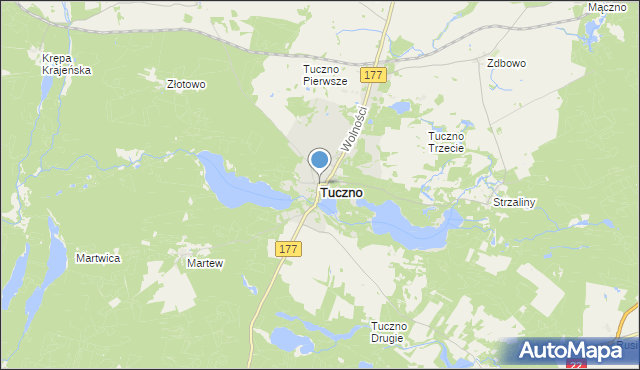 mapa Tuczno, Tuczno powiat wałecki na mapie Targeo