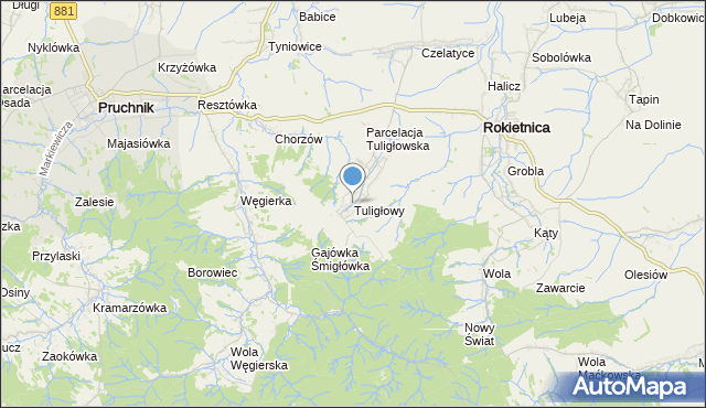 mapa Tuligłowy, Tuligłowy gmina Rokietnica na mapie Targeo