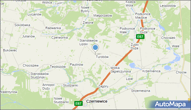 mapa Turobów, Turobów na mapie Targeo