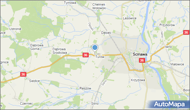 mapa Turów, Turów gmina Ścinawa na mapie Targeo